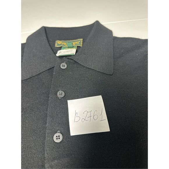 Principe Men’s Merino Wool Polo Sweater Black Size L/ 52 Made in Italy EUC - Picture 12 of 12